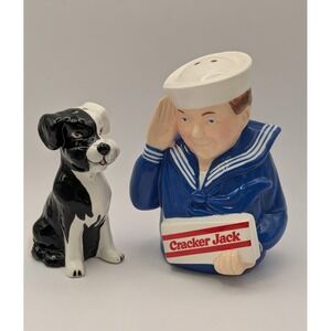 Cracker Jack BORDEN 1997 Salt & Pepper Shaker Set Hand Painted Bingo Sailor Jack